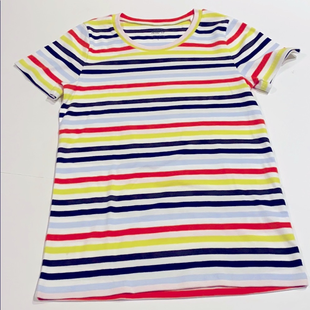 J Crew Large Short Sleeve Cotton Striped Tee Shirt
